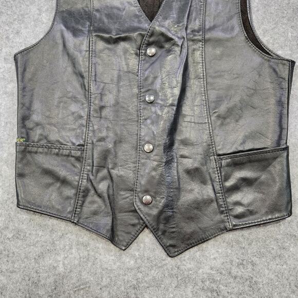 VTG MR Bick Genuine Leather Vest Mens 40 Black Biker Motorcycle USA Made Jacket - Picture 3 of 10